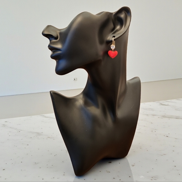 Handmade Jewelry - Crochet Red Heart Earrings